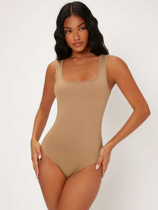 Women's Solid Color Square Neck Casual Bodysuit