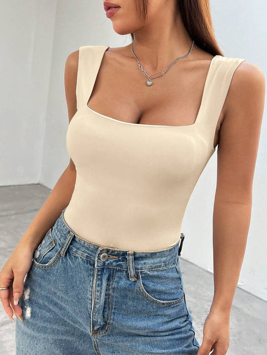 Women's Slim Fit Bodysuit With Wide Straps