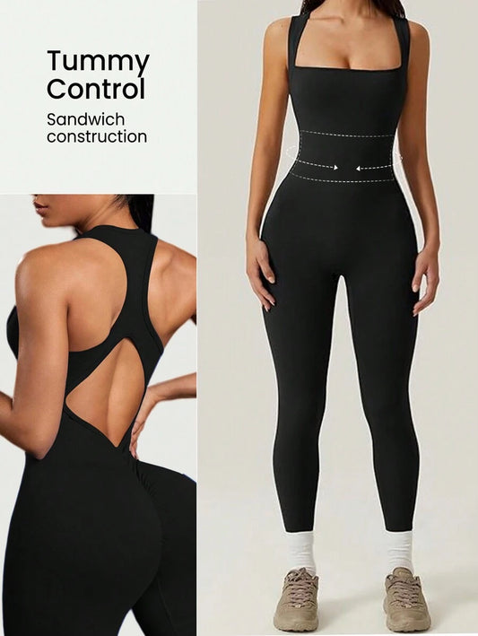 Women's Solid Color Backless Sleeveless Jumpsuit