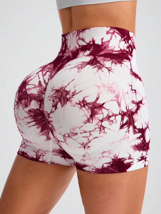 Women's Tie-Dye Cinched Waist Sweat Short, Gym Short, Biker Short
