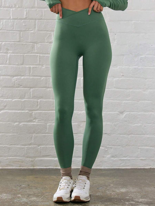 Crossover Waist Fitted Contour Activewear Leggings Workout Summer Gym Fitness