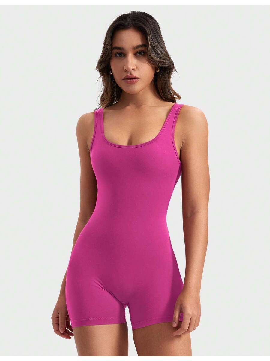 One Piece Workout Jumpsuits For Women Backless Tummy Control Sleeveless Jumpsuits