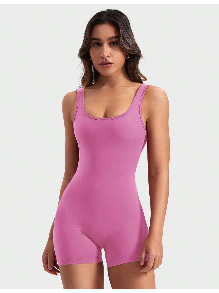 One Piece Workout Jumpsuits For Women Backless Tummy Control Sleeveless Jumpsuits