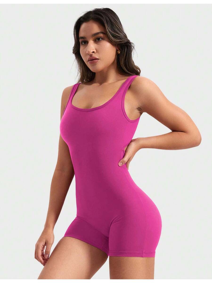 One Piece Workout Jumpsuits For Women Backless Tummy Control Sleeveless Jumpsuits