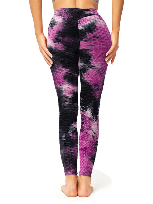 Women's Honey Comb Tie Dye Leggings For Tummy Control & Yoga