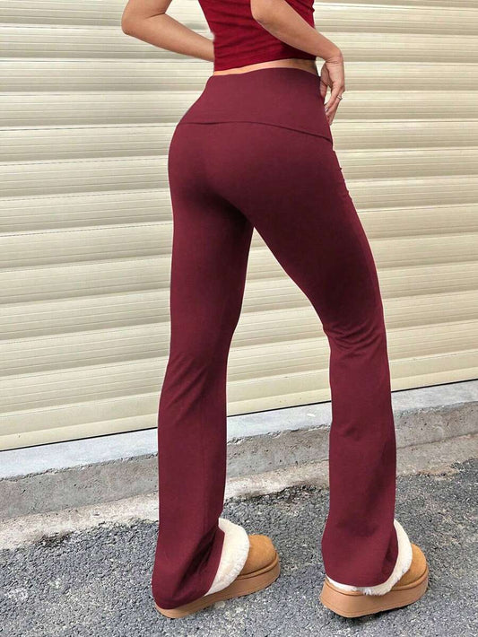 Women'S Casual Solid Color High Waist Flare Leggings