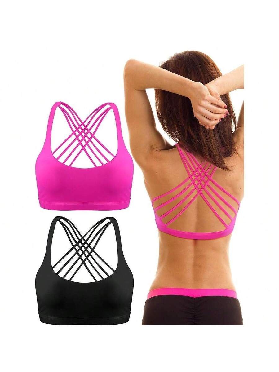 2 Pack Strappy Sports Bra For Women