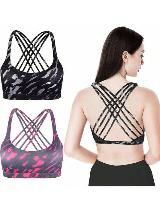 2 Pack Strappy Sports Bra For Women
