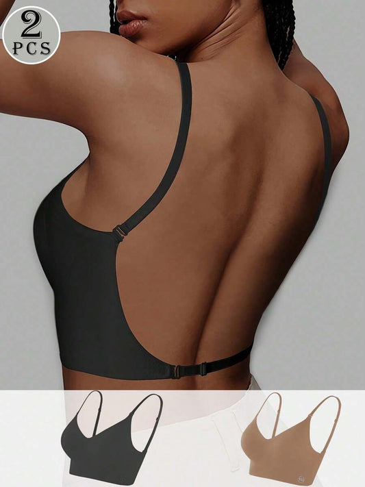 1/2 Pcs Seamless Backless Wireless Bra 3 Way Cross-Back Design