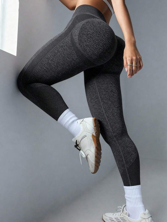 Dewbera Solid Color Elastic Waist Seamless Yoga Sports Leggings